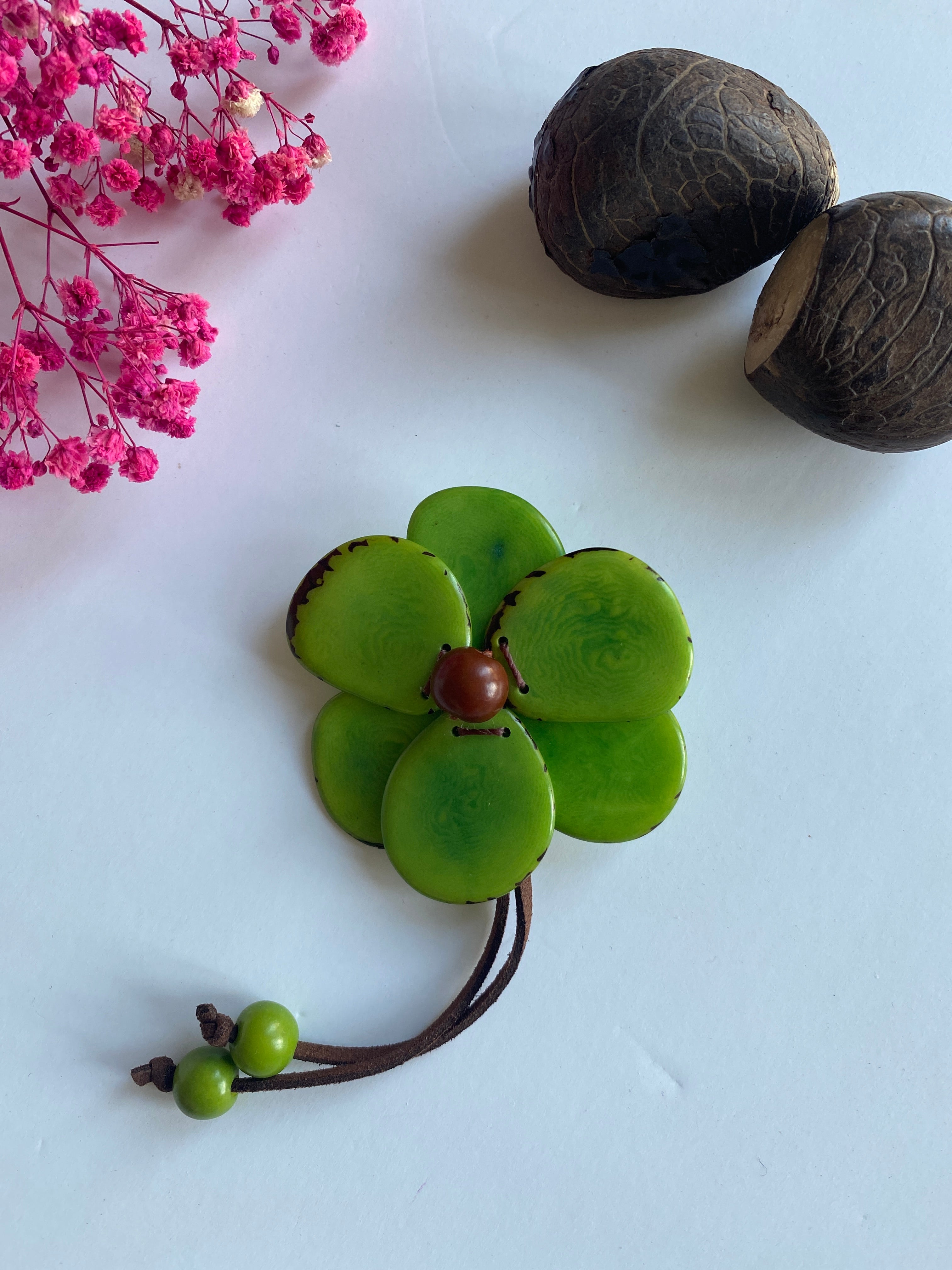 Green Flower Brooch